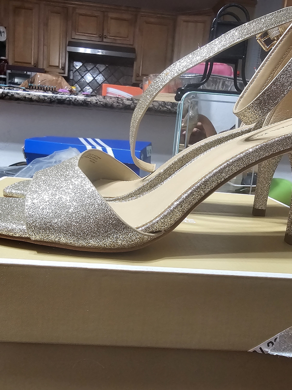 Michael Kors Gold Glitter Strappy Heels